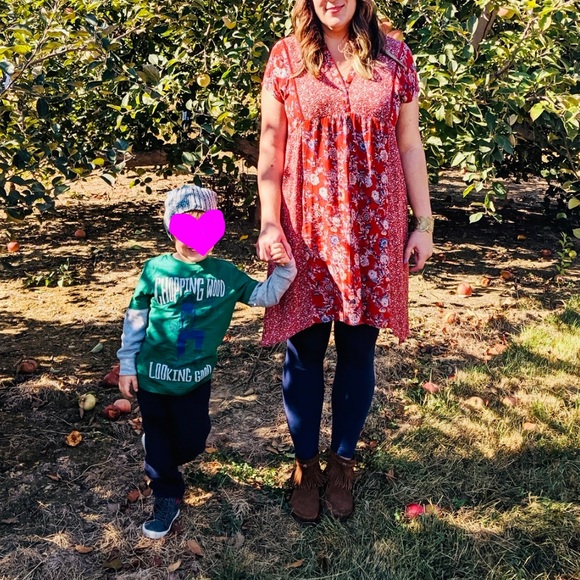 Knox Rose Boho Dress Fall Colors Burgundy Rust Colored - Picture 2 of 10